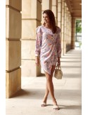 Floral dress with an asymmetrical front, lilac 471 - Online store - Boutique